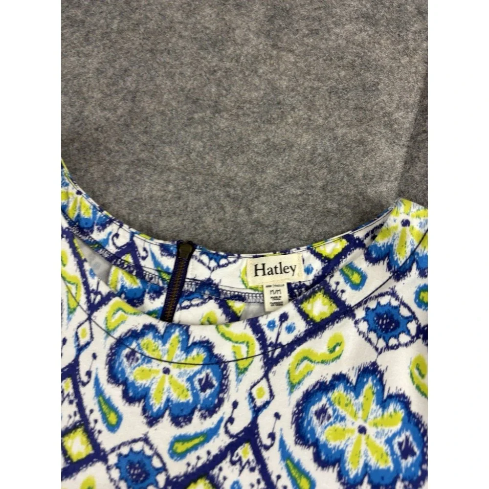 Hatley Womens M Knit Geometric Viscose Floral Shift Knee Length Dress Casual - Picture 4 of 6